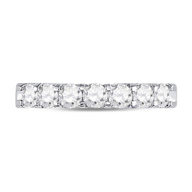 14K White Gold Round Diamond Women's Single Row Comfort Wedding Band 3/4 Cttw - Splendid Jewellery