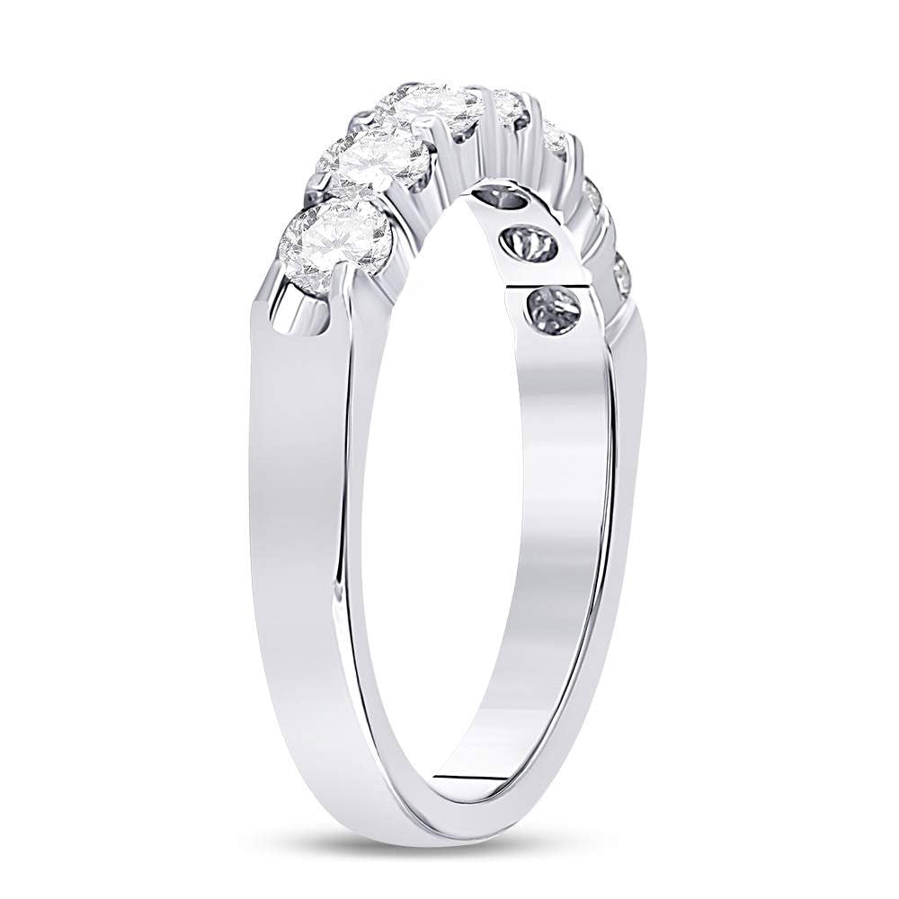 14K White Gold Round Diamond Women's Single Row Comfort Wedding Band 3/4 Cttw - Splendid Jewellery