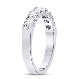 14K White Gold Round Diamond Women's Single Row Comfort Wedding Band 3/4 Cttw - Splendid Jewellery