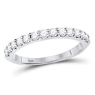 14K White Gold Round Diamond Women's Single Row Machine Set Wedding Band 1/2 Cttw - Splendid Jewellery