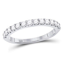 Load image into Gallery viewer, 14K White Gold Round Diamond Women's Single Row Machine Set Wedding Band 1/2 Cttw - Splendid Jewellery
