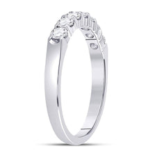 Load image into Gallery viewer, 14K White Gold Round Diamond Women's Single Row Machine Set Wedding Band 1/2 Cttw - Splendid Jewellery