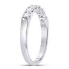 14K White Gold Round Diamond Women's Single Row Machine Set Wedding Band 1/2 Cttw - Splendid Jewellery