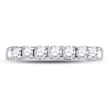 Load image into Gallery viewer, 14K White Gold Round Diamond Women's Single Row Machine Set Wedding Band 1/2 Cttw - Splendid Jewellery