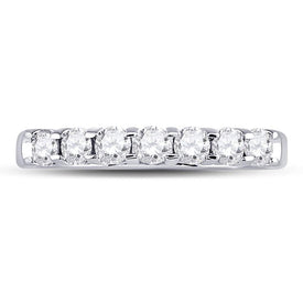 14K White Gold Round Diamond Women's Single Row Machine Set Wedding Band 1/2 Cttw - Splendid Jewellery