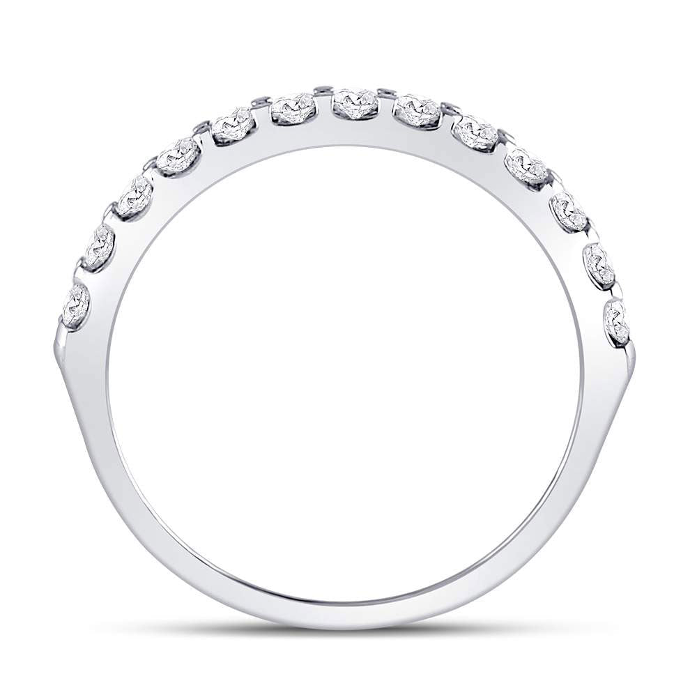14K White Gold Round Diamond Women's Single Row Machine Set Wedding Band 1/2 Cttw - Splendid Jewellery