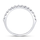 14K White Gold Round Diamond Women's Single Row Machine Set Wedding Band 1/2 Cttw - Splendid Jewellery