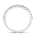 14K White Gold Round Diamond Women's Single Row Machine Set Wedding Band 1/2 Cttw - Splendid Jewellery