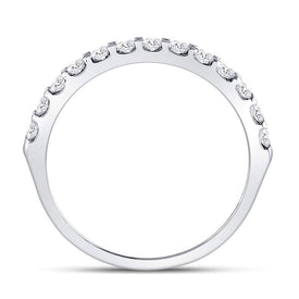 14K White Gold Round Diamond Women's Single Row Machine Set Wedding Band 1/2 Cttw - Splendid Jewellery