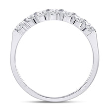 Load image into Gallery viewer, 14K White Gold Round Diamond Women's Single Row Machine Set Wedding Band 1/2 Cttw - Splendid Jewellery