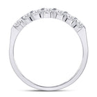 14K White Gold Round Diamond Women's Single Row Machine Set Wedding Band 1/2 Cttw - Splendid Jewellery