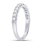 14K White Gold Round Diamond Women's Single Row Machine Set Wedding Band 1/2 Cttw - Splendid Jewellery