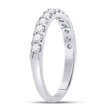 Load image into Gallery viewer, 14K White Gold Round Diamond Women's Single Row Machine Set Wedding Band 1/2 Cttw - Splendid Jewellery