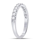 14K White Gold Round Diamond Women's Single Row Machine Set Wedding Band 1/2 Cttw - Splendid Jewellery