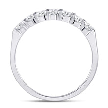 Load image into Gallery viewer, 14K White Gold Round Diamond Women's Single Row Machine Set Wedding Band 1/2 Cttw - Splendid Jewellery