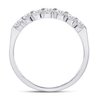 14K White Gold Round Diamond Women's Single Row Machine Set Wedding Band 1/2 Cttw - Splendid Jewellery