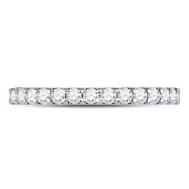 14K White Gold Round Diamond Women's Single Row Machine Set Wedding Band 1/3 Cttw - Splendid Jewellery