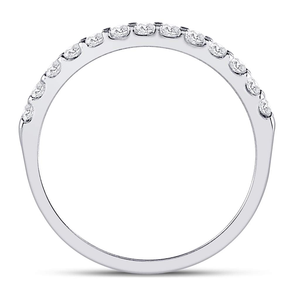 14K White Gold Round Diamond Women's Single Row Machine Set Wedding Band 1/3 Cttw - Splendid Jewellery
