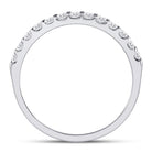 14K White Gold Round Diamond Women's Single Row Machine Set Wedding Band 1/3 Cttw - Splendid Jewellery