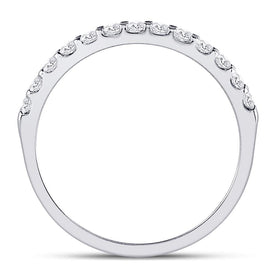 14K White Gold Round Diamond Women's Single Row Machine Set Wedding Band 1/3 Cttw - Splendid Jewellery