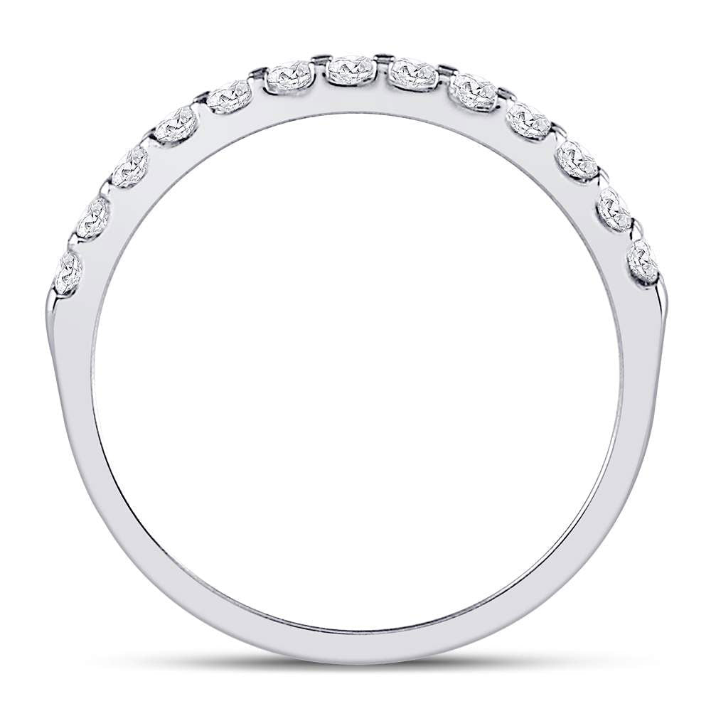 14K White Gold Round Diamond Women's Single Row Machine Set Wedding Band 1/3 Cttw - Splendid Jewellery