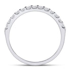 14K White Gold Round Diamond Women's Single Row Machine Set Wedding Band 1/3 Cttw - Splendid Jewellery