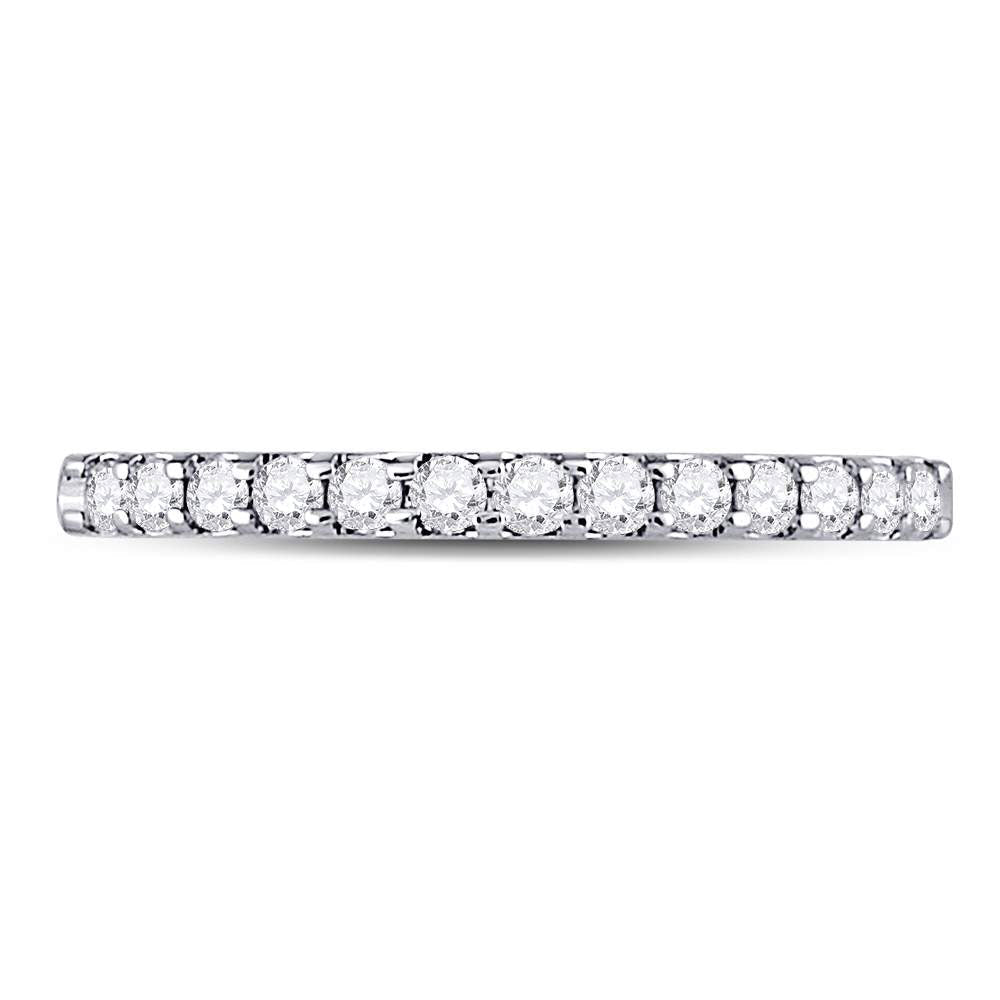 14K White Gold Round Diamond Women's Single Row Machine Set Wedding Band 1/4 Cttw - Splendid Jewellery