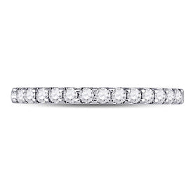 14K White Gold Round Diamond Women's Single Row Machine Set Wedding Band 1/4 Cttw - Splendid Jewellery