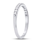 14K White Gold Round Diamond Women's Single Row Machine Set Wedding Band 1/4 Cttw - Splendid Jewellery