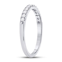 Load image into Gallery viewer, 14K White Gold Round Diamond Women's Single Row Machine Set Wedding Band 1/4 Cttw - Splendid Jewellery