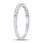 14K White Gold Round Diamond Women's Single Row Machine Set Wedding Band 1/4 Cttw - Splendid Jewellery