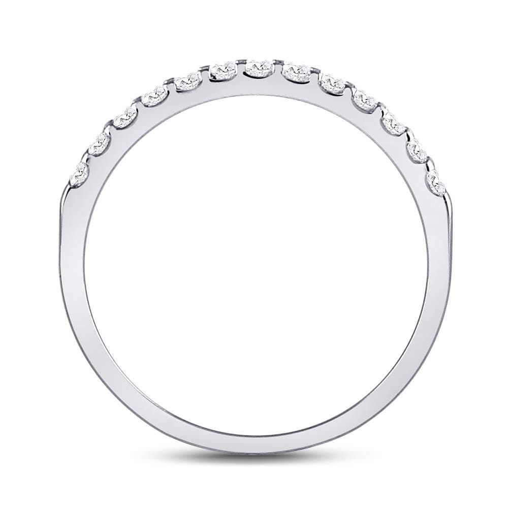 14K White Gold Round Diamond Women's Single Row Machine Set Wedding Band 1/4 Cttw - Splendid Jewellery