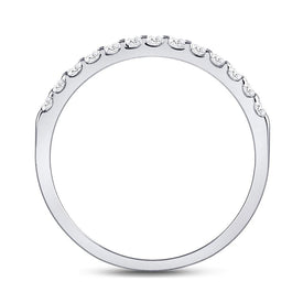 14K White Gold Round Diamond Women's Single Row Machine Set Wedding Band 1/4 Cttw - Splendid Jewellery