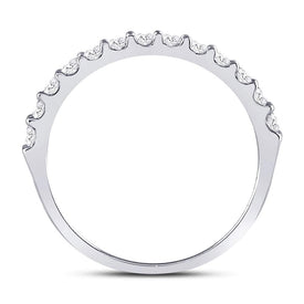 14K White Gold Round Diamond Women's Single Row Wedding Band 1/2 Cttw - Splendid Jewellery