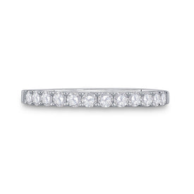 14K White Gold Round Diamond Women's Single Row Wedding Band 1/2 Cttw - Splendid Jewellery