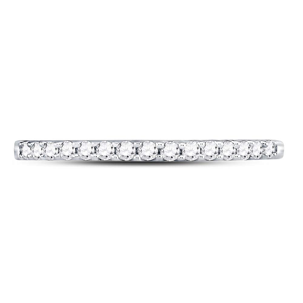 14K White Gold Round Diamond Women's Slender Stackable Wedding Band 1/6 Cttw - Splendid Jewellery