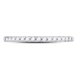 14K White Gold Round Diamond Women's Slender Stackable Wedding Band 1/6 Cttw - Splendid Jewellery