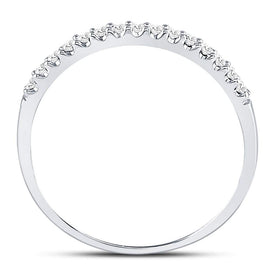 14K White Gold Round Diamond Women's Slender Stackable Wedding Band 1/6 Cttw - Splendid Jewellery