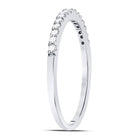 14K White Gold Round Diamond Women's Slender Stackable Wedding Band 1/6 Cttw - Splendid Jewellery