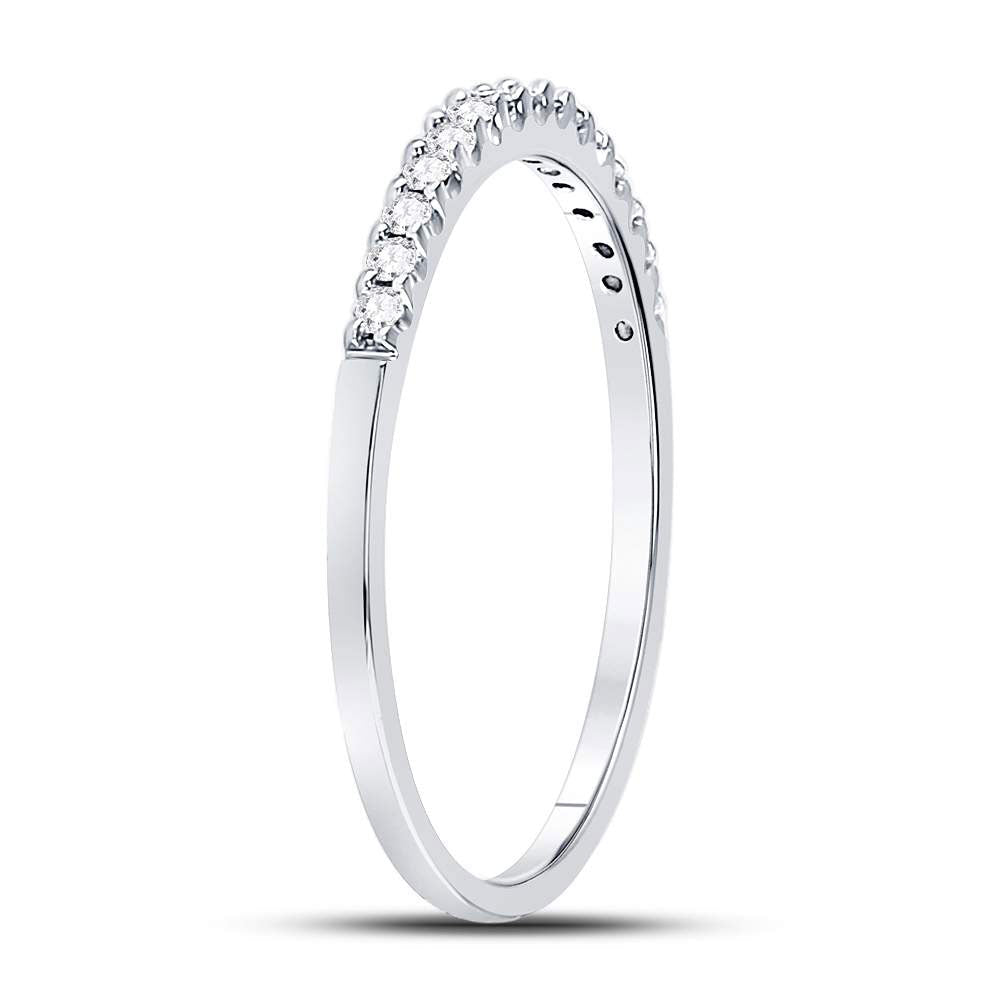 14K White Gold Round Diamond Women's Slender Stackable Wedding Band 1/6 Cttw - Splendid Jewellery