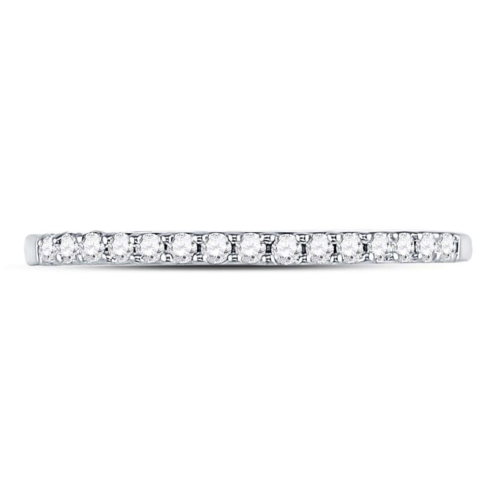 14K White Gold Round Diamond Women's Slender Stackable Wedding Band 1/6 Cttw - Splendid Jewellery