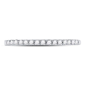 14K White Gold Round Diamond Women's Slender Stackable Wedding Band 1/6 Cttw - Splendid Jewellery
