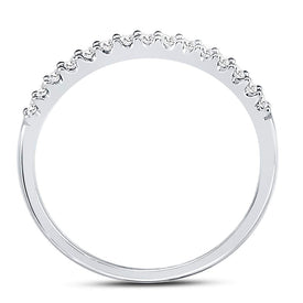 14K White Gold Round Diamond Women's Slender Stackable Wedding Band 1/6 Cttw - Splendid Jewellery