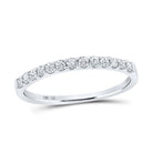 14K White Gold Round Diamond Women's Slender Wedding Anniversary Band 1/4 Cttw - Splendid Jewellery