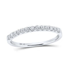 14K White Gold Round Diamond Women's Slender Wedding Anniversary Band 1/4 Cttw - Splendid Jewellery