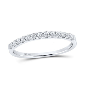 14K White Gold Round Diamond Women's Slender Wedding Anniversary Band 1/4 Cttw - Splendid Jewellery