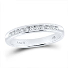14K White Gold Round Diamond Women's Slender Wedding Band 1/4 Cttw - Splendid Jewellery