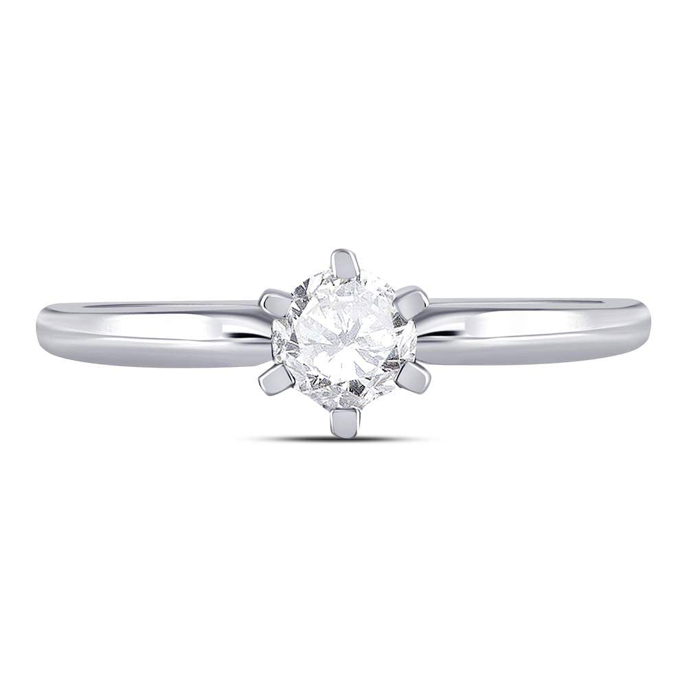 14K White Gold Round Diamond Women's Solitaire Bridal Wedding Engagement Ring 1/2 Cttw - Splendid Jewellery