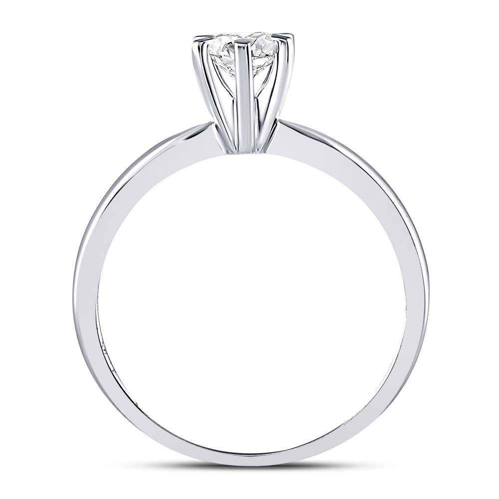 14K White Gold Round Diamond Women's Solitaire Bridal Wedding Engagement Ring 1/2 Cttw - Splendid Jewellery