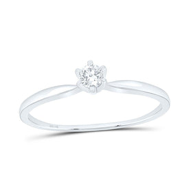 14K White Gold Round Diamond Women's Solitaire Bridal Wedding Engagement Ring 1/6 Cttw - Splendid Jewellery